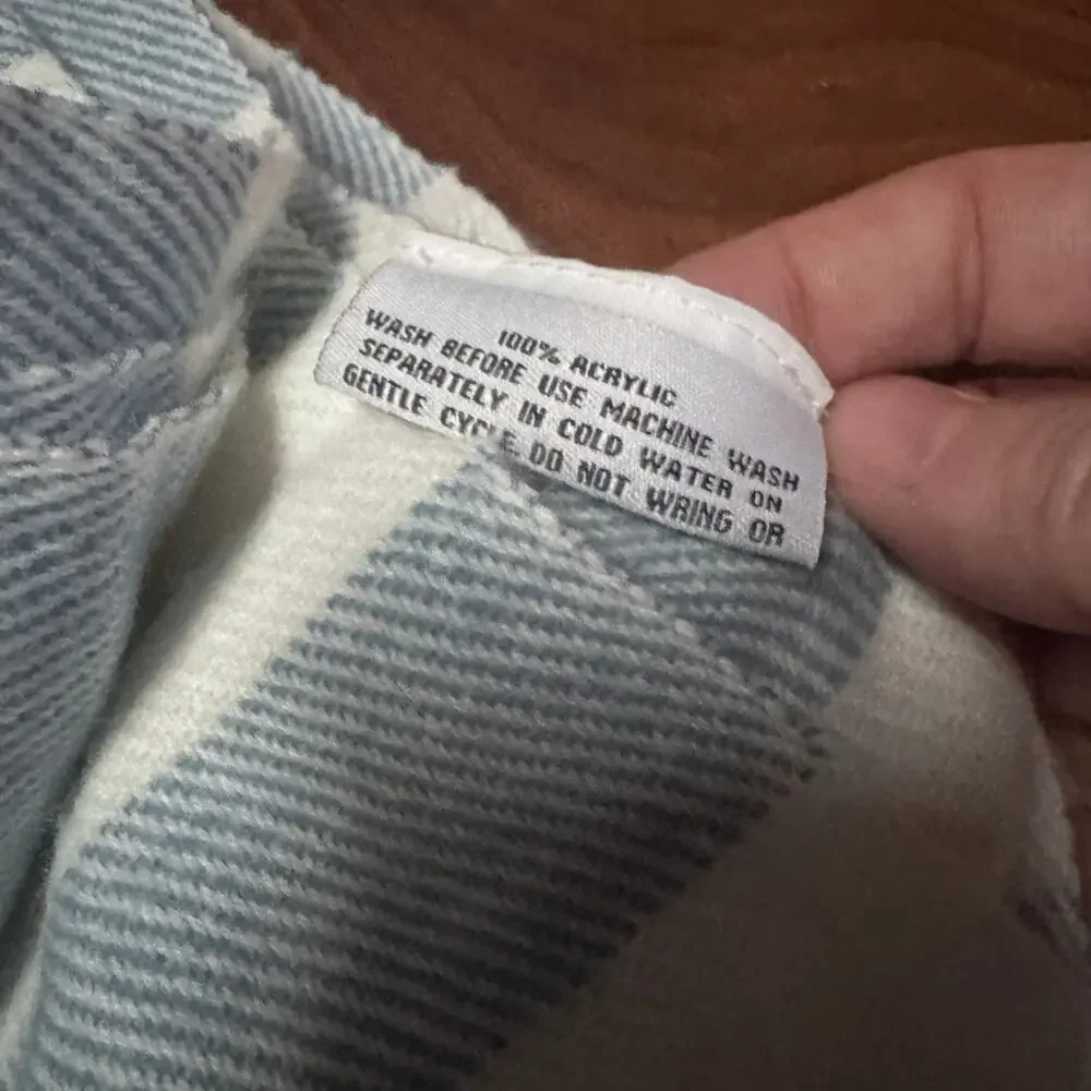 Cuddl Duds Blue White Striped Throw Blanket 50x60 Super Soft Fringe NWOT